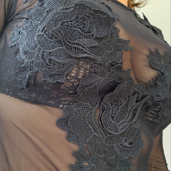 Lash mess see thru bodysuit rose detail lace size M - Picture 2 of 5